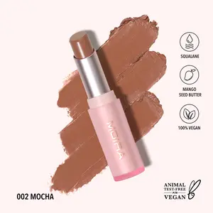 MOIRA | Signature Lipstick (002, Mocha) | Creamy Lightweight Lipstick with Glossy Shine, Non-Sticky Finish | Infused with Mango Butter & Squalane for Hydrating Comfort