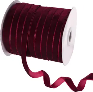 50 Yards Burgundy  Ribbon 3/8 Inch for  Wrapping Wedding Flower Bouquets Wreath Bow DIY Project Making (Burgundy)