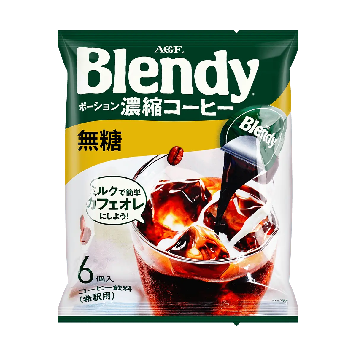 AGF Blendy Stick Coffee Concentrate - Americano Black Coffee Liquid, Sugar-Free, 6 Sticks (108g) - Instant Japanese Coffee for Quick Brew