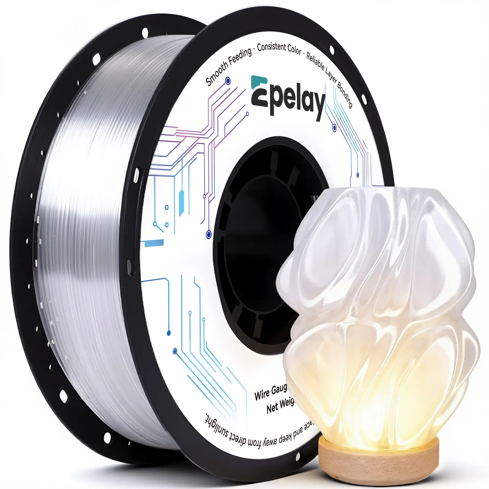 Epelay PETG 3D Printing Filament - 1.75mm 1kg Transparent Gray, Glossy Finish Options (Clear, Purple, Pink), Strong Easy-to-Print Supply for DIY Projects, Makers, Decorative Prints, Computers & Office Equipment