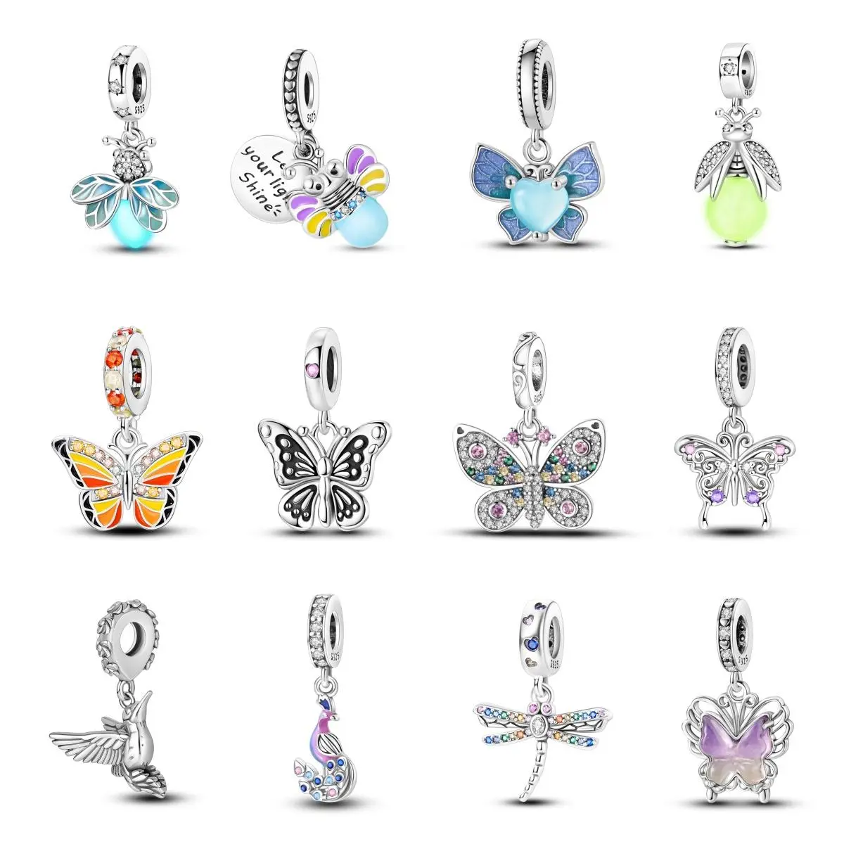 Magic Garden: MULA 925 Sterling Silver and Silver Plated Insect and Bird Charms Collection - Perfectly compatible with Pandora, an ideal gift for jewelry lovers, a top choice for girls and women