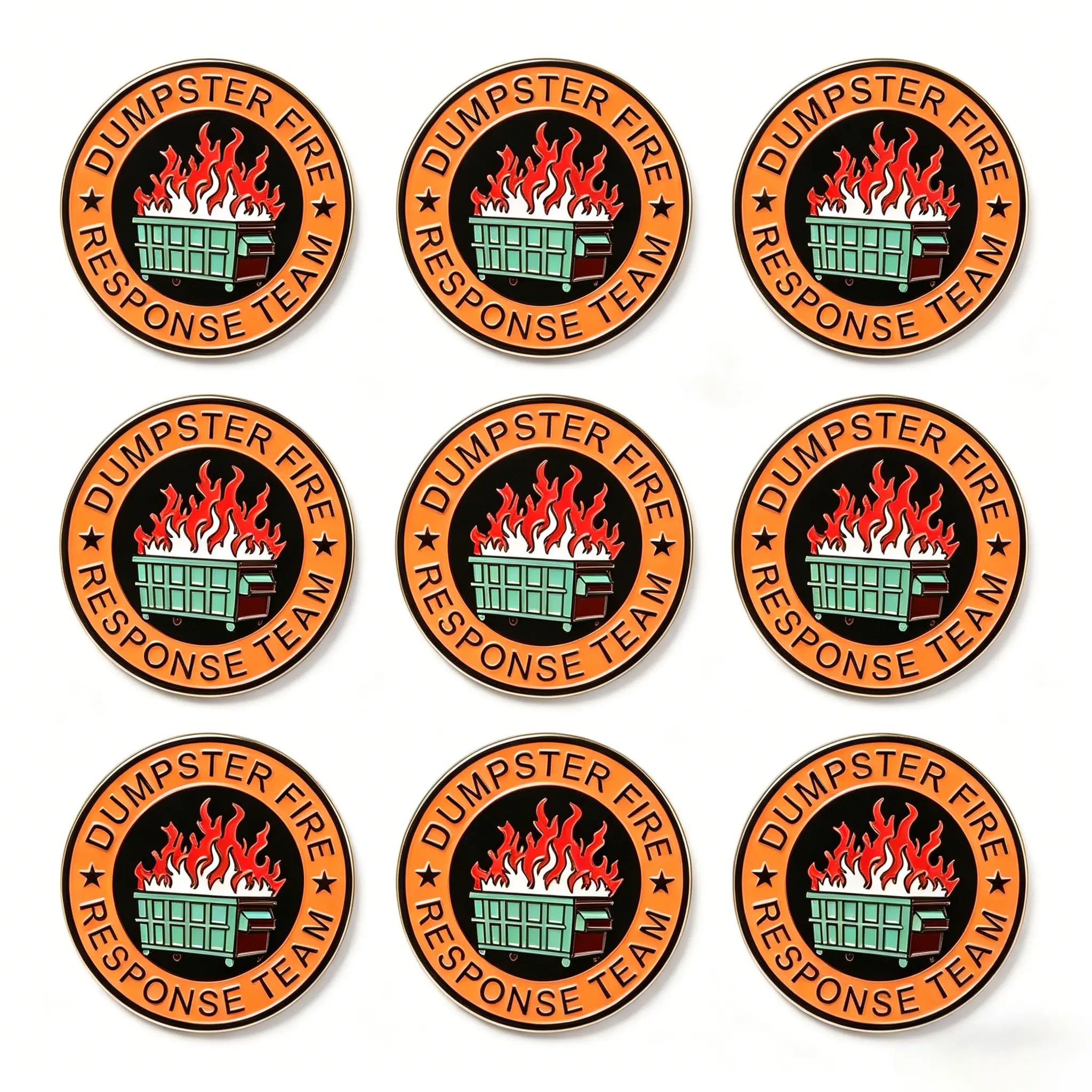 Dumpster Fire Response Team Enamel Pin, Funny Humor Brooch, 3cm Round Enamel Lapel Pin for Backpacks Hats Jackets