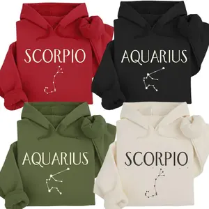 [Full 12 Zodiac] Minimalist Zodiac Hoodie Star Sign Graphic Sweatshirt For Men & Women, Cozy Pullover, Perfect Gift For Horoscope