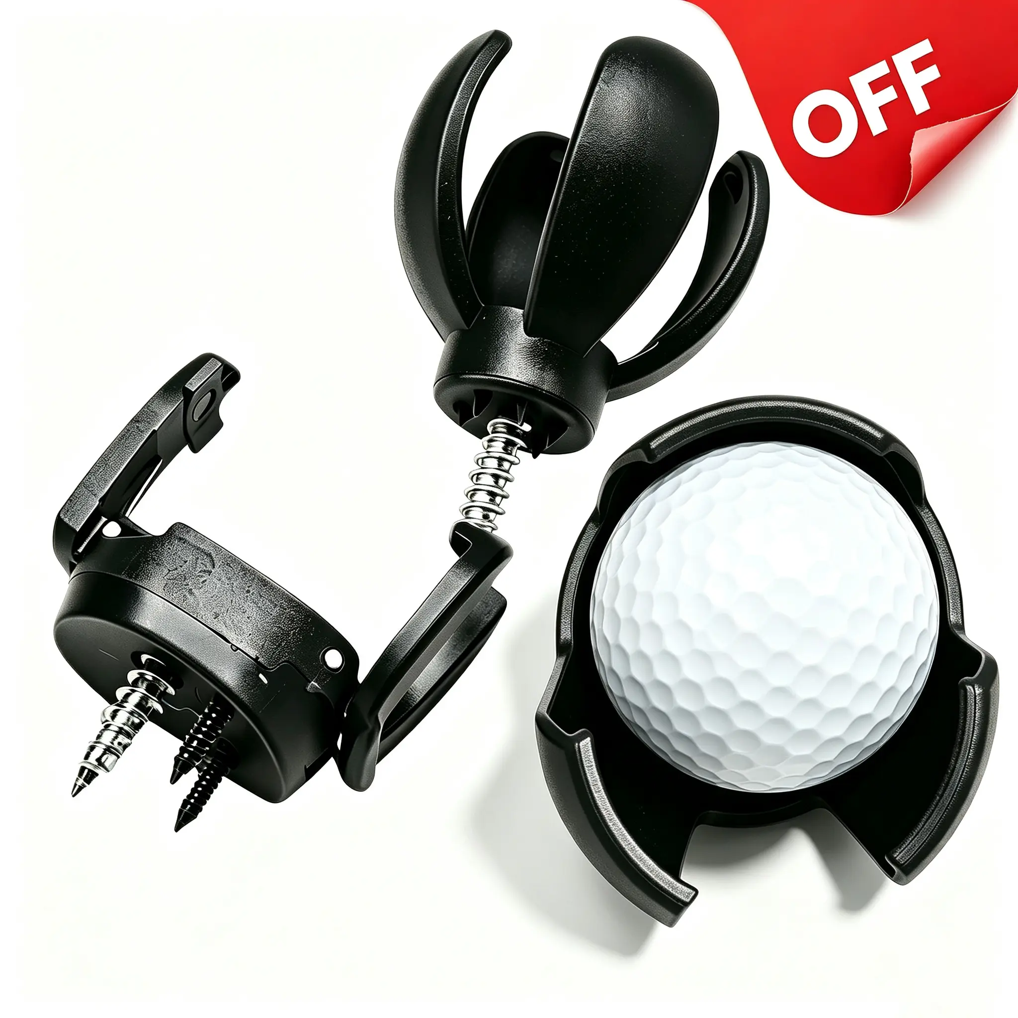 2-Pack Golf Ball Pick Up Tool, Lightweight 3-Prong Claw for Putter Grips - Durable PE Back Saver & Handheld Golf Accessory for Golfers, Supplemental Golf Accessories