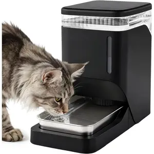 Gravity  Water Dispenser 6L with Stainless Steel Bowl, Automatic Water Bowl Dispenser for Cats, 1.6 Gallon Pet Waterer  , Black