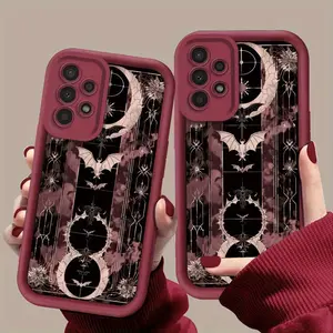 Mysterious Magic Bat Pattern Phone Case, TPU Shockproof Full Protection Case, Suitable for Samsung S21/22/23/24/25/NOTE20 PLUS ULTRA FE A13/14/15/16/17/33/34/35/36/52/53/54, Ideal Gift for Friends and Family, T123
