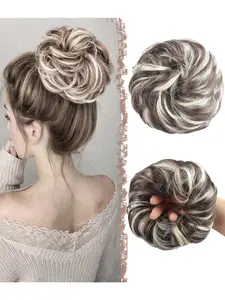 Messy Bun Hair Pieces - Large Wavy Curly Elastic Hair Bun Scrunchies Ponytail Extensions Synthetic Chignon Hairpieces for Women(6inch)