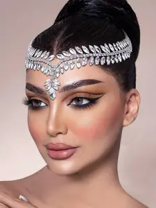 Rhinestone Decorated Bridal Headwear for Proposal, Elegant Exquisite Baroque Style Hair Chain, Chic Gorgeous Hair Tiara Accessories for Wedding Party Decor