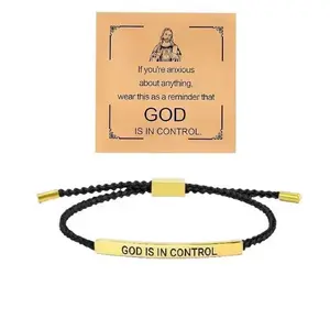 GOD IS IN CONTROL Inspirational Bracelet - WWJD Engraved Bangle with Unique Minimalist Design outdoorfun