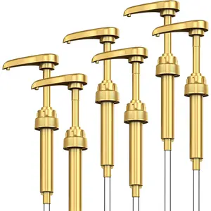6 Pcs Gold Coffee Syrup Pumps, Syrup Pump Dispenser for 750ml/25.4oz Syrup Bottles, Ideal for Kitchen Dining Coffee Bar