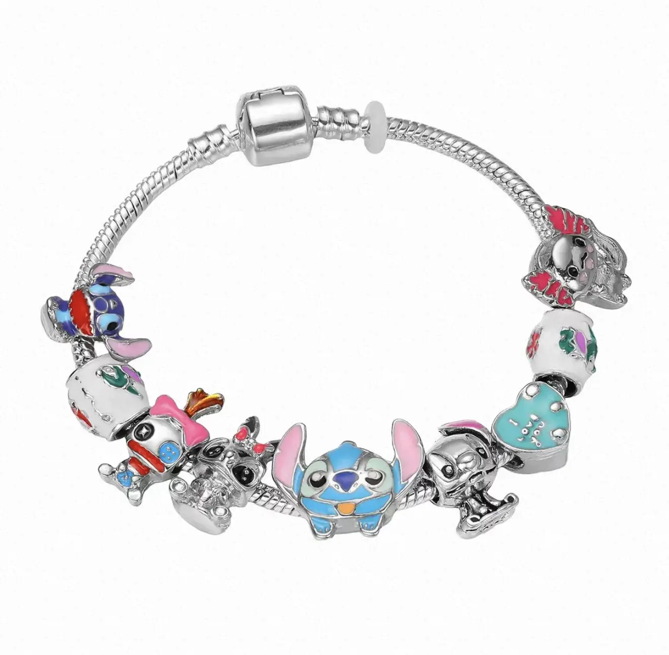 Disney Stitch Snake Bone Bracelet, Multi‑strand Cute Character Chain Bracelet Fashion Jewelry Accessory for Women Girls Daily Party Wear