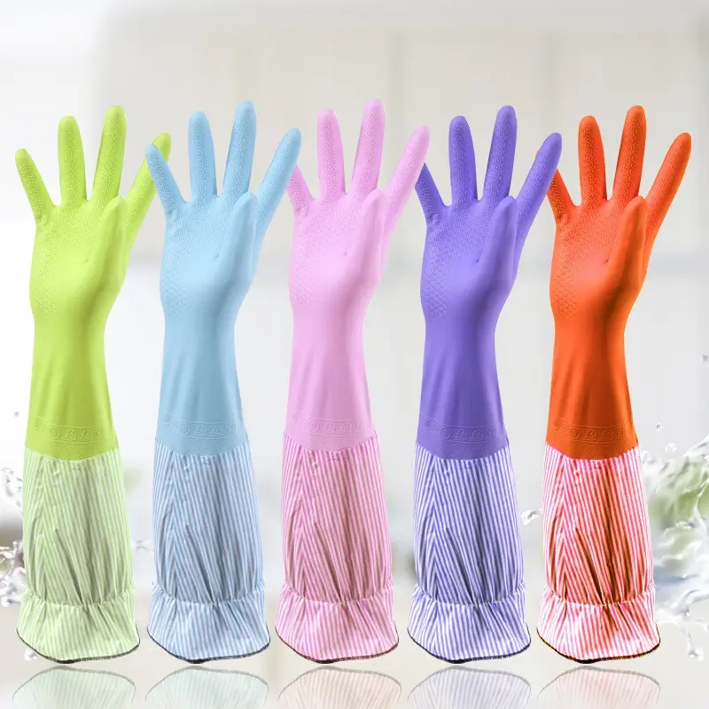 1 Pair, Winter Long Thermal Gloves, Plus Velvet Household Cleaning Gloves, Waterproof Kitchen Dishwashing Gloves, Non-slip Housework Gloves, Durable Laundry Washing Gloves, Reusable Gloves, Gloves For Washing Dishes, Cleaning Supplies