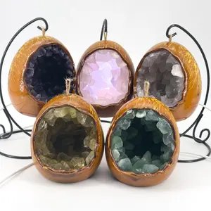 【Star Gate】1 count Crystal Dragon Egg Night Light ,USB Bedside Lamp,nergy Crystal Clusters Stone Lamp