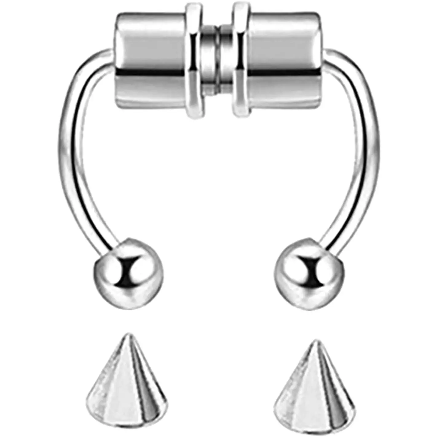Magnetic Septum Nose Ring Horseshoe Fake Nose Ring Hoop Reusable Nose Ring Hoop Non-Piercing 316L Stainless Steel - 5 Pack