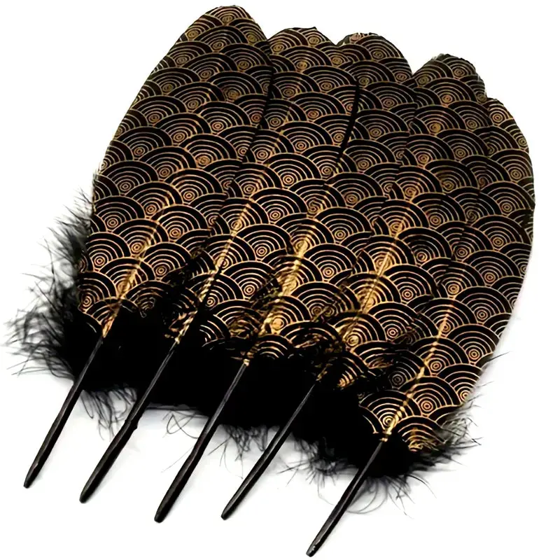 Black and Gold Printed Feather