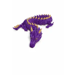 3D Printed Purple and Light Brown Flexi Dragon.