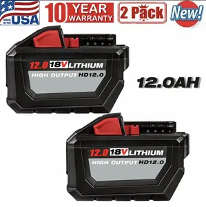 Tool -2PACK 12.0Ah For Milwaukee For M18 18V Extended CapaBattery 48-11-1860 NEW2PACK 12.0Ah For Milwaukee For M18 18V Extended Capacity Battery 48-11-1860 NEW2PACK 12.0Ah For Milwaukee For M18 18V Extended Capacity Battery 48-11-1860 NEW