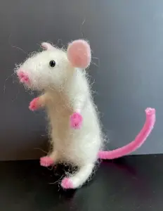 Needle Felted Rat Mouse Poseable Figurine Fiber Sculpture Art Doll