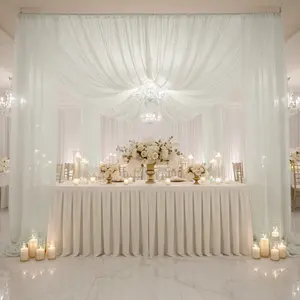 Ivory Chiffon Curtain Panel, Durable Flame Resistant Backdrop and Ceiling Drape With Rod Pocket - 5ftx20ft