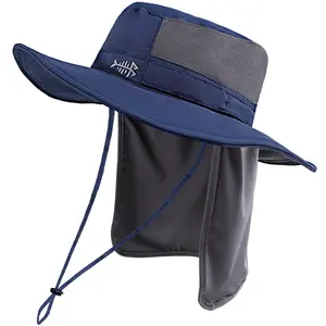 BASSDASH UPF 50+ Sun Fishing Hat Water Resistant with Detachable Neck Flap