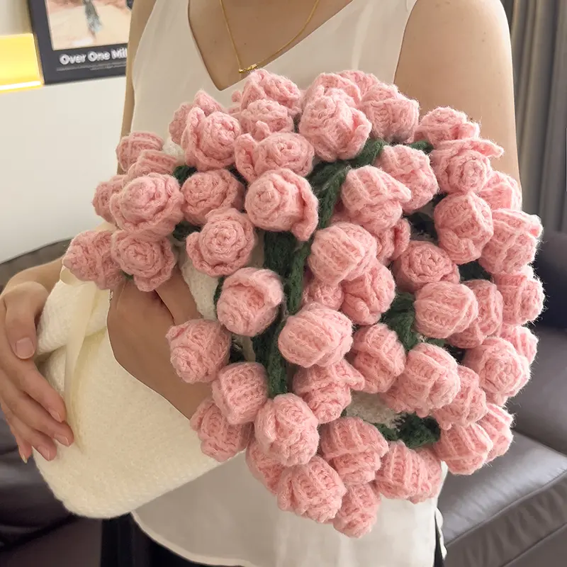 【backtoschool】ROSEKIND Finished Flower Bouquet Blanket,Handmade Crochet Flower Blanket,2-in-1 Soft Knitted Throw Rose Blanket, Romantic Gift for Birthday Wedding Valentine’s Day Mother's Day for Mom Girls and Sisters,Gifts for All Occasions