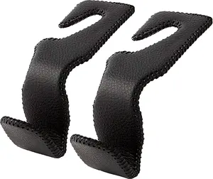 Car Hooks for Purses and Bags, Car Back Seat Headrest Hanger Vehicle Red Superior Leather Storage Hook, Pack of 2