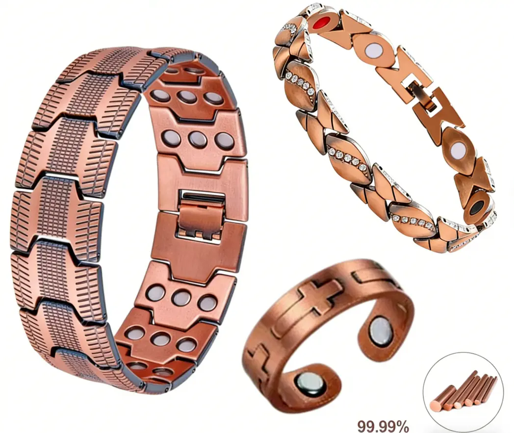Premium Pure Copper Magnetic Bracelet | Ultra-Strong Neodymium Magnets | Universal Adjustable Fit | Timeless Classic Design | Holistic Wellness Energy Jewelry