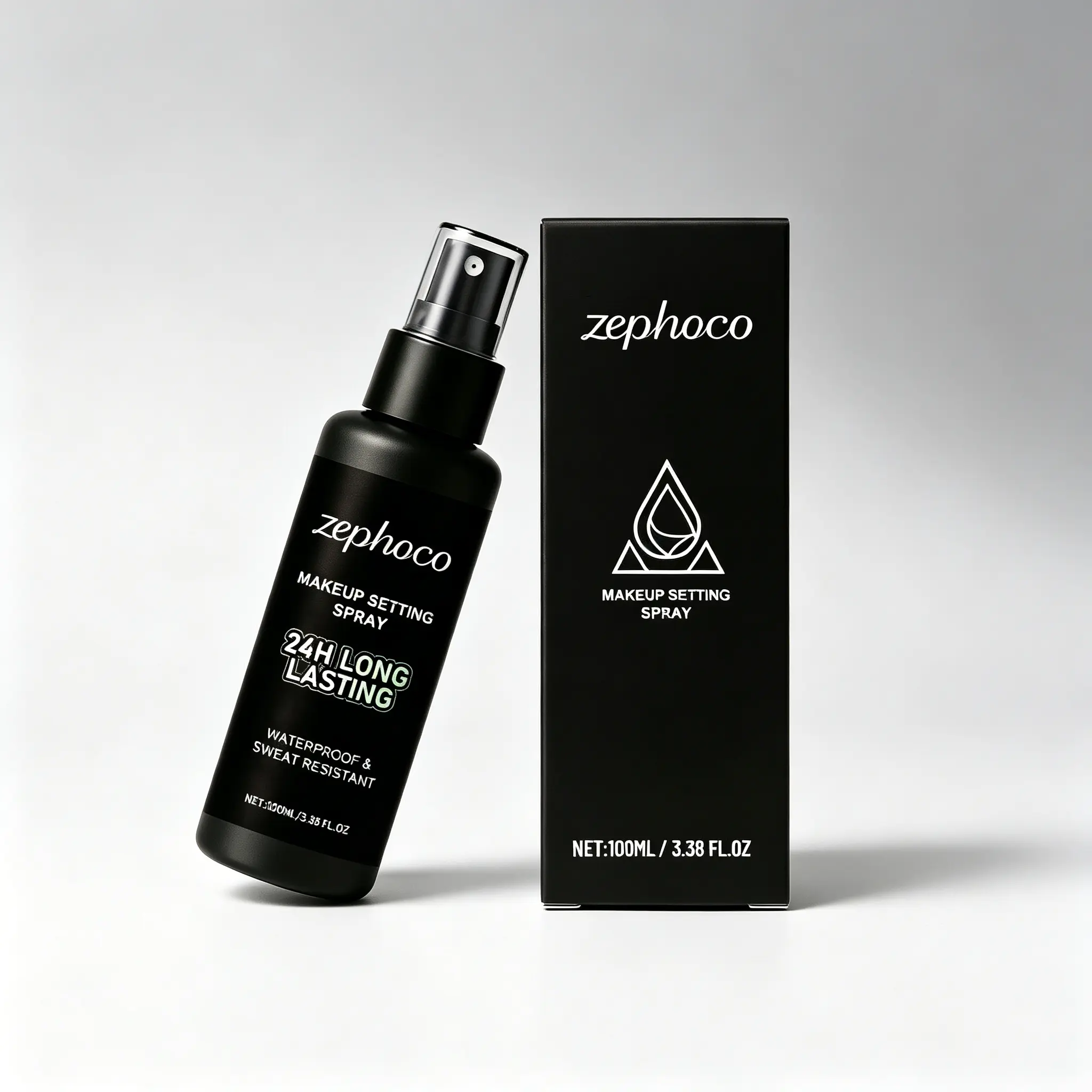 zephoco 24-Hour Wear Makeup Fixing Spray 100ml - Waterproof, Sweat Resistant, 24h Long-Lasting Hold, Evenly Spray for All Skin Types, Locks Makeup for Flawless Look, Bottle, Youth