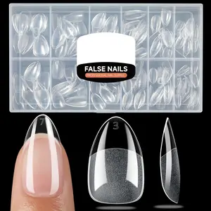 240pcs Soft Gel X Nail Tips Pre-Shaped Acrylic Fake Nails, Half Matte Full Cover Clear Gelly Press on Flase Nail Tips for Extension Nail Manicure Home DIY 12 Sizes Gelly Tips