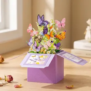3D Butterfly Pop-Up Greeting Card Set With Envelope & Message Cards Valentines Birthday For Family Friends Thank You Card