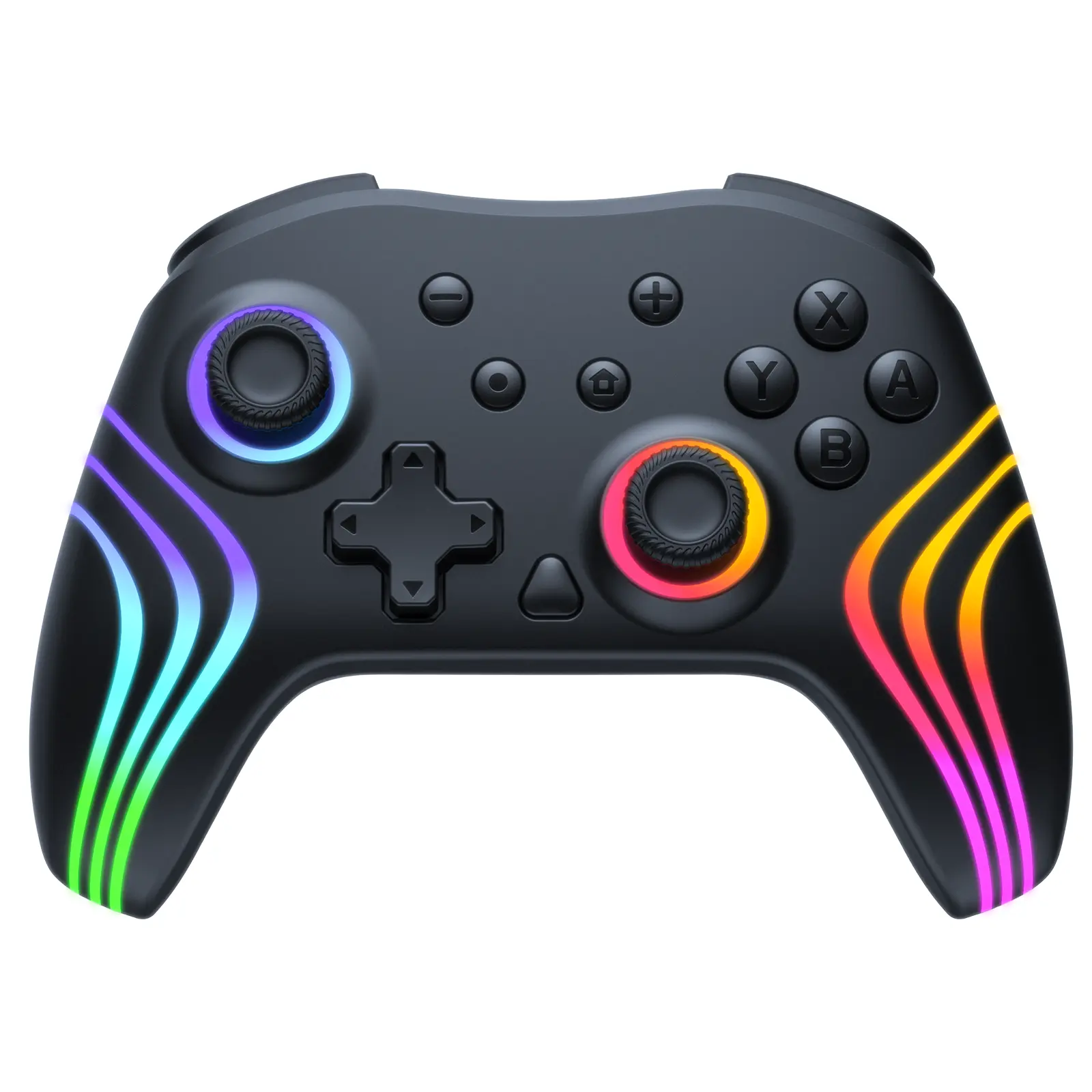 Garyki Switch RGB Controller Wireless for Switch 2/Switch/Lite/OLED – Pro Gamepad with LED Lighting, Turbo, Vibration & Motion Control gaming gifts-Black LED