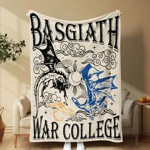 Basgiath War College Themed Blanket, 1 CountCartoon Dragon Pattern Casual Soft ThrowBlanket, Warm Napping Blanket for Home OfficeTravel