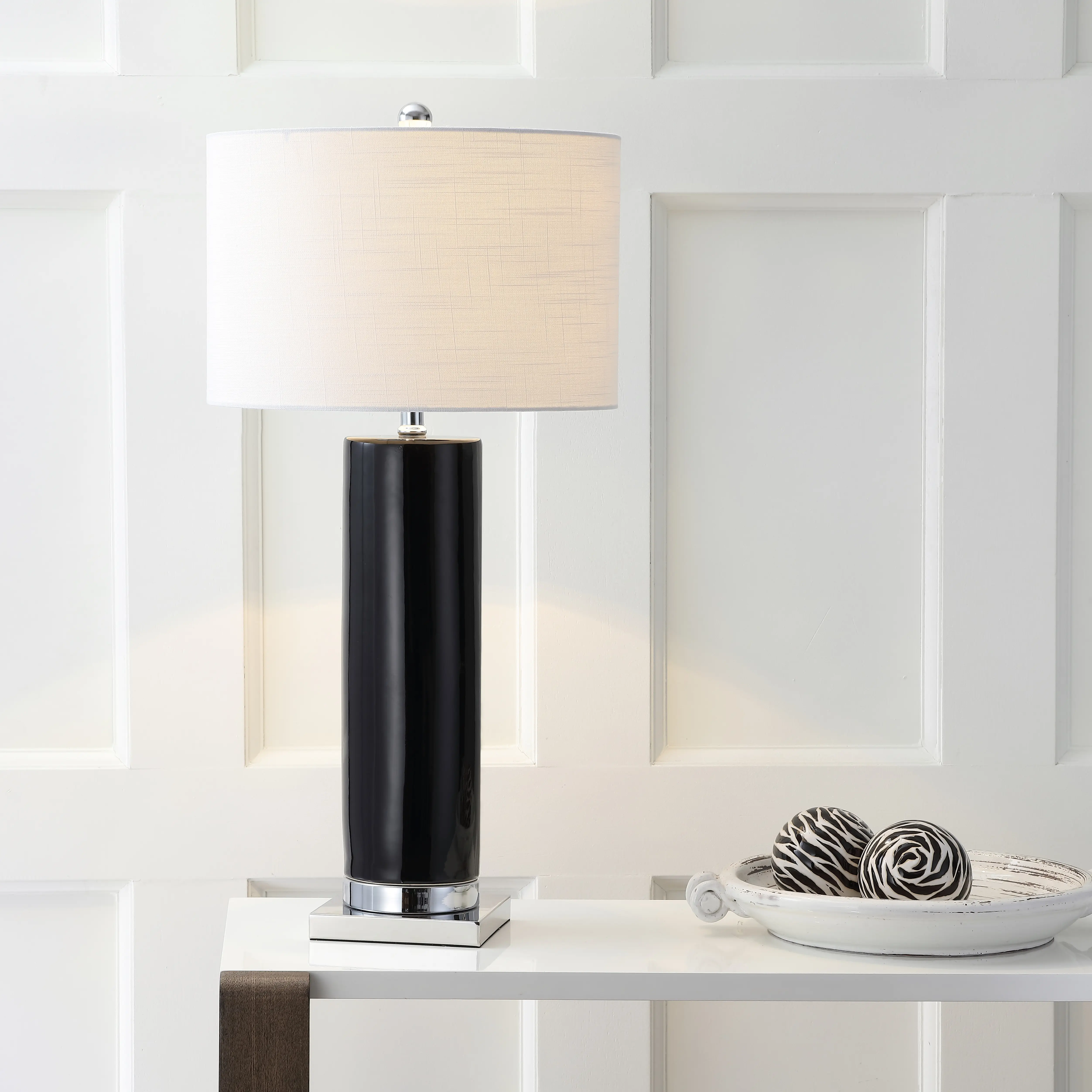 JONATHAN Y Dallas Column Shape 31.5" Ceramic LED Table Lamp with LED Bulb, Indoor Lighting, Silk Cord