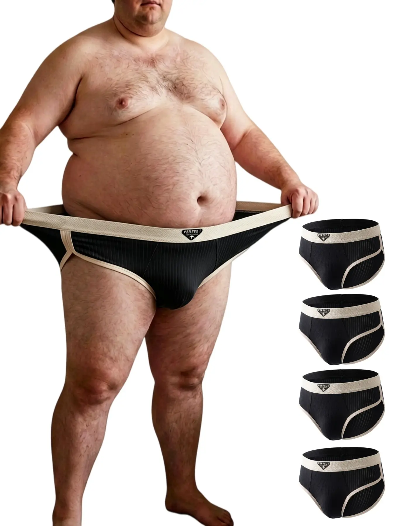 4pcs Men's Plus Size Daily Briefs, Loose-Fitting Casual Style Underwear, Breathable Soft Fabric, Ideal for Tall Men, All Seasons Wear