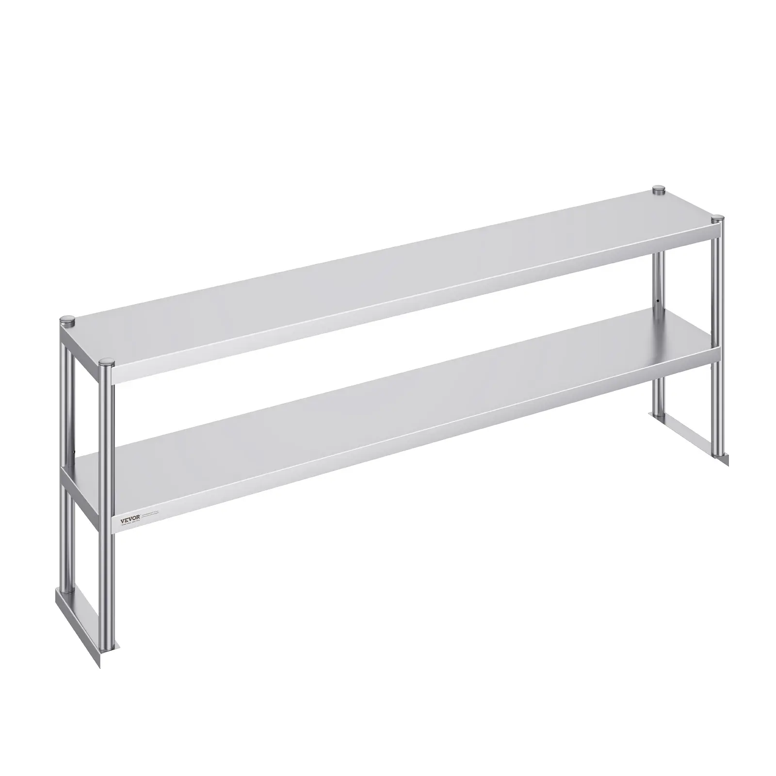 【Summerfinds】VEVOR Double Overshelf Double Tier Stainless Steel Overshelf12 x 72 Inch Double Deck OvershelfHeight Adjustable Overshelf Prep Work Table for KitchenRestaurant and Workshop