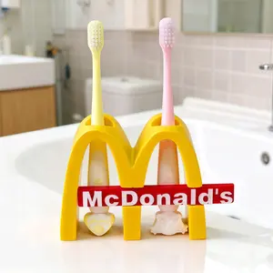 Creative Mcdonald's M Shape Toothbrush Holder, Cute Cartoon Resin Material, Multi-Functional Bathroom Organizer, Ideal Gift for Kids