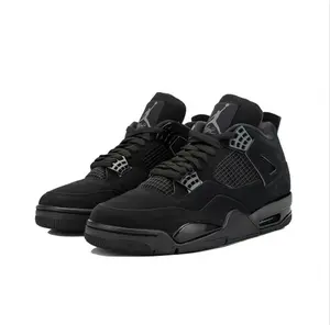 Retro Mid-Top Basketball Shoes in All-Black Suede Upper with Mesh Side Wings and Black Midsole