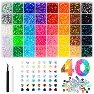 40000Pcs Jelly Synthetic Rhinestones for Bedazzling, 3mm Multicolor Resin Flatback Synthetic Gems for Diamond Art, Bedazzler Kit for Crafting Book Shoes Nail Art