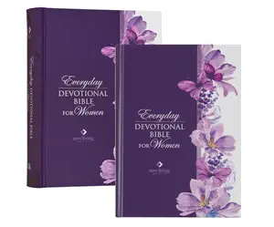 NLT Holy Bible Everyday Devotional Bible for Women New Living Translation, Purple Floral Printed, Flexible Daily Bible Reading Plan Options