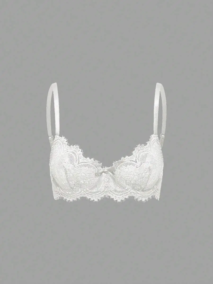 Soleia Goth Floral Lace Underwire Triangle Cup Bra, For Valentine's Day