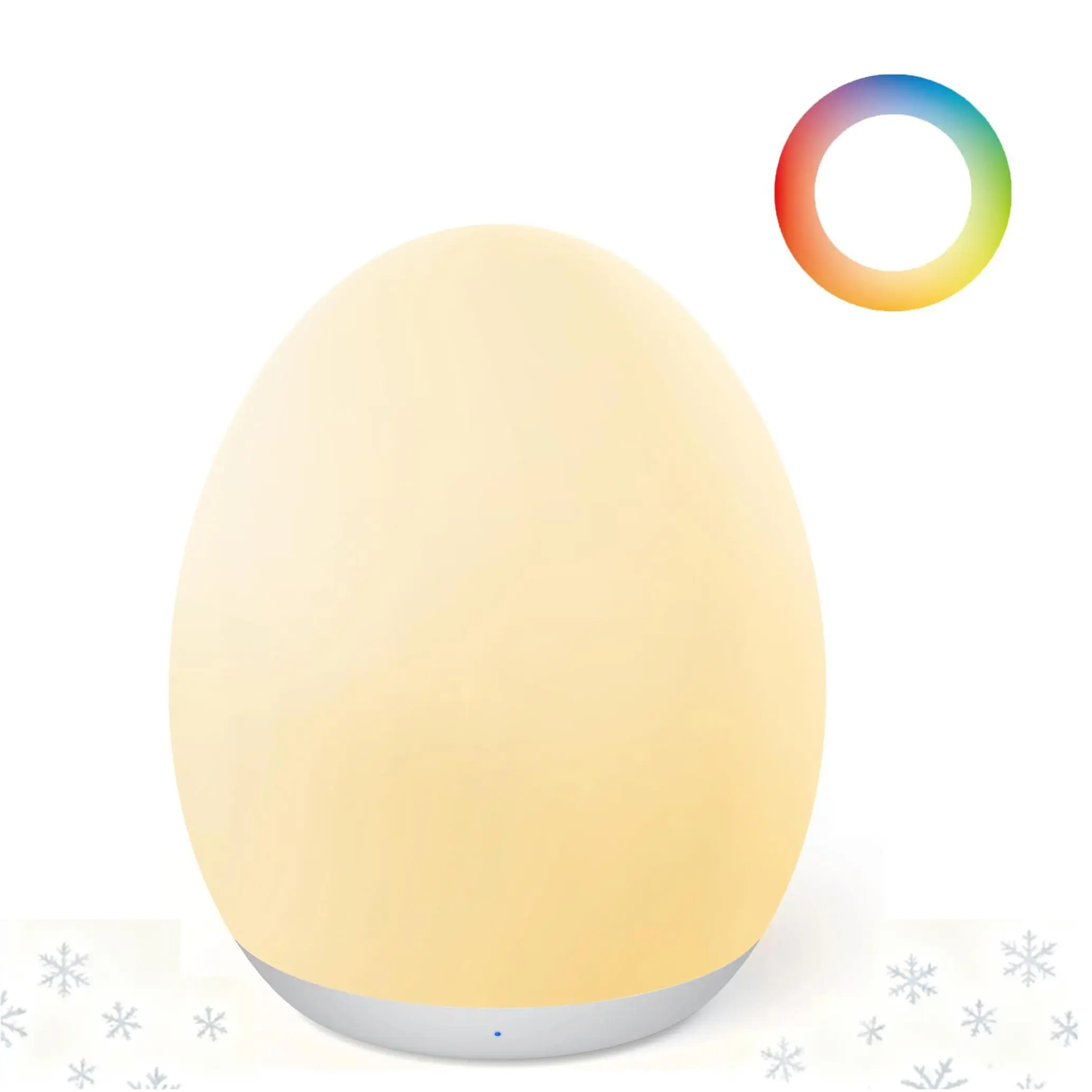 Plastic Egg Light - Portable Rechargeable Ambient Night Lamp for Baby, Tap-Touch Control, 7 RGB Colors, Timer, Adjustable Lighting, Colorful Night Light, Safe Soft Glow for Nursery Indoor Lighting, Polycarbonate
