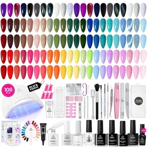 Beetles Gel Nail Polish Starter Kit【UV Light&Top Base Gel&Diamond Decorations&Stickers&Manicure Tools】DIY Nails Art Gift for girl Gift for woman gel x nails salon nails at home Curtics Fall Nail Halloween Nail Black Friday Winter Nail Christmas Gift