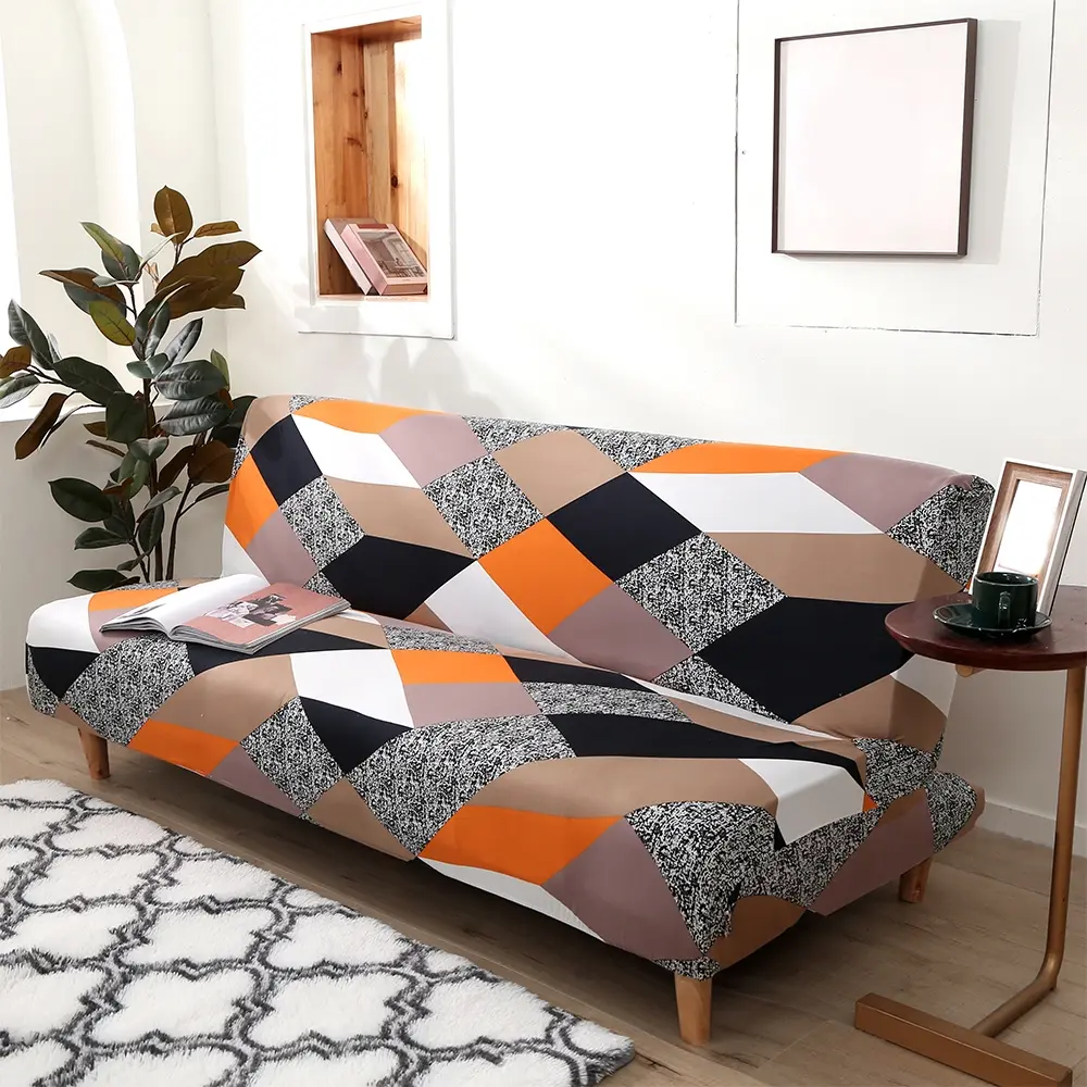 Geometric Print Elastic Stretch Slipcover for Armchair, Stretchy Polyester Fabric, Perfect for Futon Couch, Sofa Couch Protector Ideal for Living Room & Bedroom Decor, Sofa Cushion Cover, Sofa Couch Covers, Slipcovers for Couches and Sofas