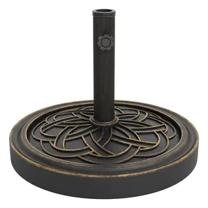 The 26.5 lb resin patio umbrella base is rustproof and stable. Adjustable adapter fits 1.5"-2.1" poles for 7.5-11 ft umbrellas, antique bronze finish. Umbrella Base #PatioAccessories #UmbrellaStand #OutdoorShade #YardSupplies