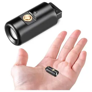 Aluminum E2 Mini Keychain Flashlight Rechargeable USB Magnetic Charging Compact Bright LED Pocket Light for Emergencies Camping Daily Carrying
