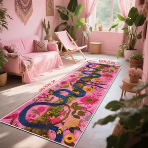 Abstract Art Design Crystal Velvet Carpet, Attractive Long Runner Rug, Easy Clean Home Decor, Indoor Outdoor Use, Versatile Runway Mat, Boho Runner Rug, Decorative Area Rug