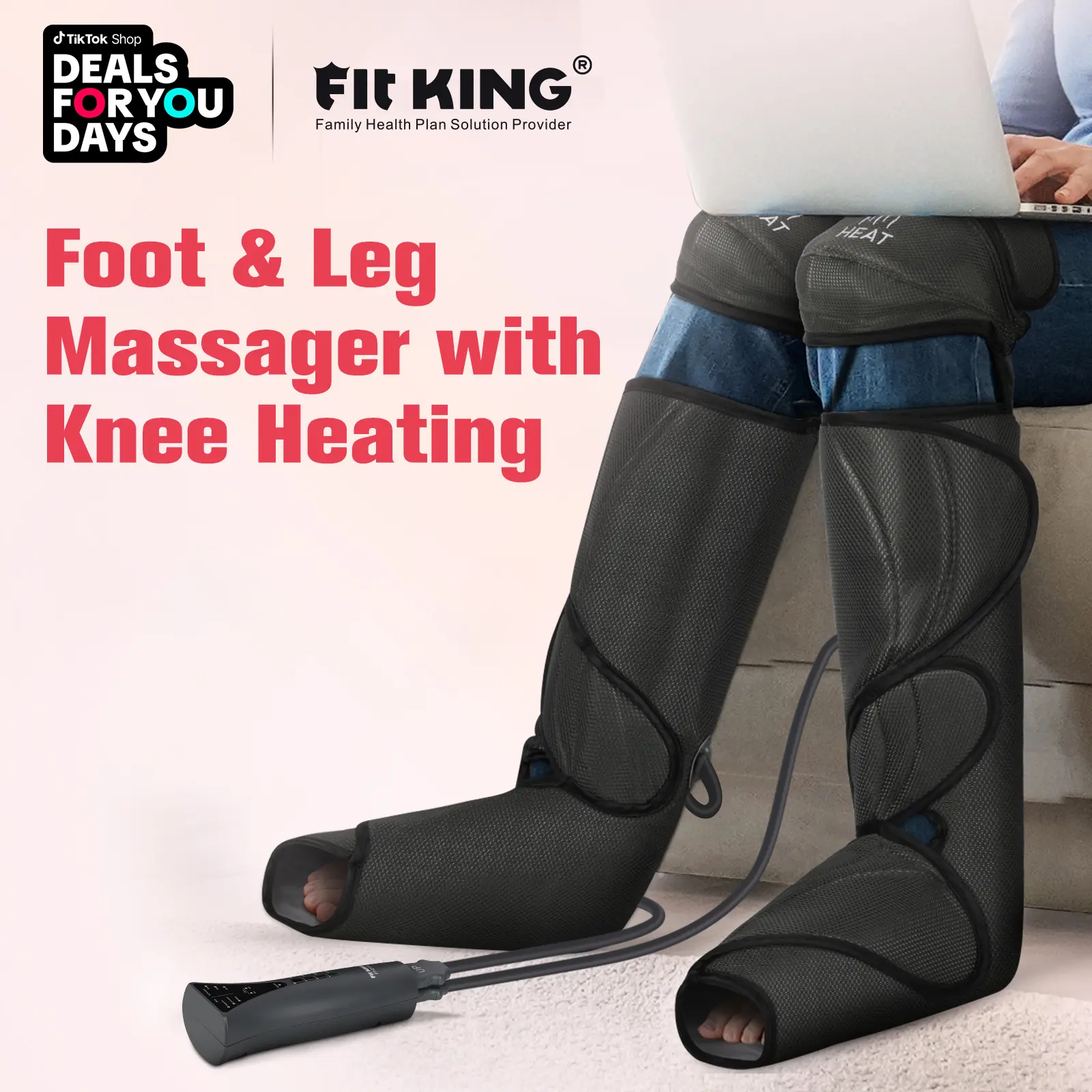 FIT KING Foot and Leg Massager with Knee Heating for Enhanced Comfort - Includes Handheld Controller leg massager with knee relaxation Massaging Device for Relaxing Foot Spa Machine mothersday gift