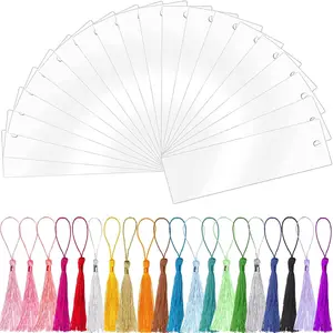 Clear  Bookmark,  20 Set Plastic Blank Book Page Mark with Colorful Tassels Small Transparent Craft Tags for DIY Classroom Projects and  Tag