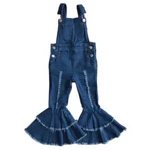 Kids' Classic Denim Blue Minimalist-Fit Overalls, Casual All-Seasons Bottoms for 4-5 Years Old Girls, Girls' Fashion Clothes
