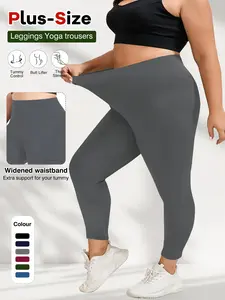 Women's Plus Size High Waist Tight Pants, Elastic Design, Suitable for Yoga, Sports, Outdoor Activities, Daily Wear, Christmas, Sports Stretchy Leggings